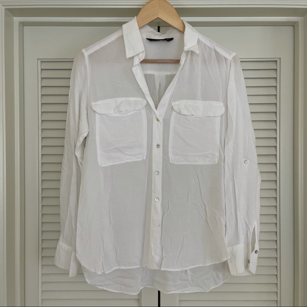 Zara White Button Down Shirt